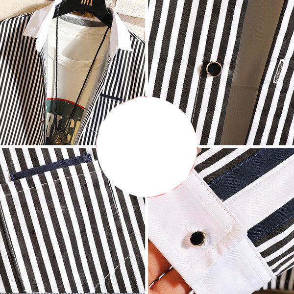 Мъжка риза за есента и зимата на райе в три цвята