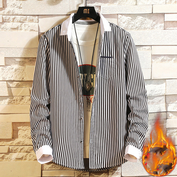 Мъжка риза за есента и зимата на райе в три цвята