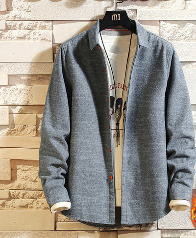 Téli vastag férfi ing szürke és kék színben