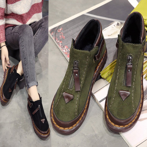 Стилни дамски боти с цип и топла подплата в няколко цвята