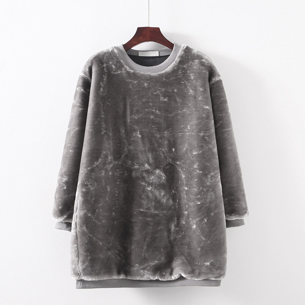 Зимен дамски пуловер дълъг модел от кадифе в няколко цвята 