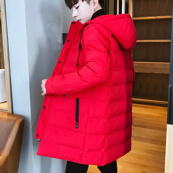 Férfi hosszú téli kabát piros, fekete, szürke és zöld színekben