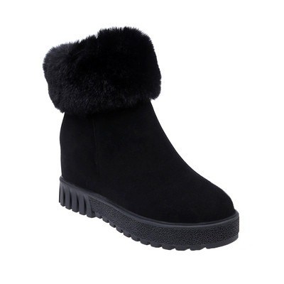 Модерни дамски боти с пух в черен и кафяв цвят