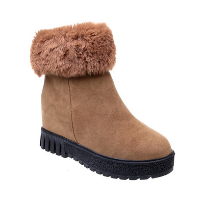 Модерни дамски боти с пух в черен и кафяв цвят