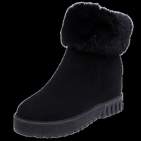 Модерни дамски боти с пух в черен и кафяв цвят