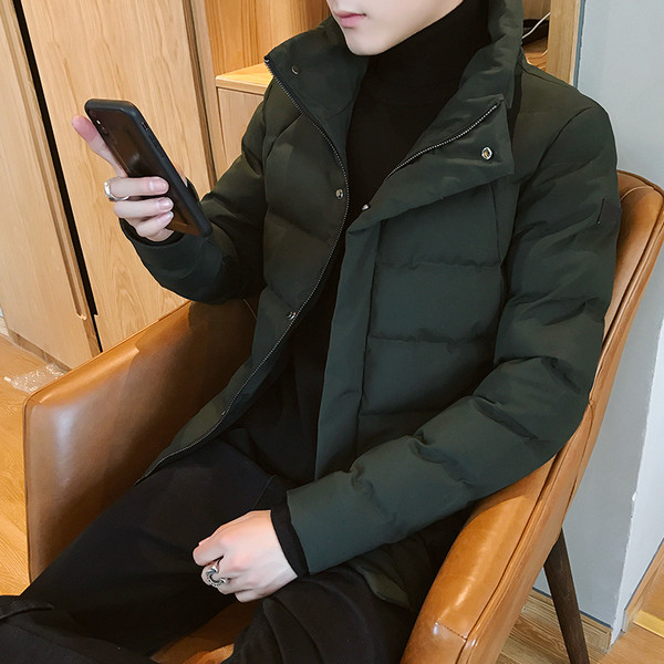 Мъжко яке за зимата в черен и тъмнозелен цвят