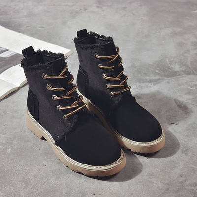 Дамски удобни боти с връзки в два цвята