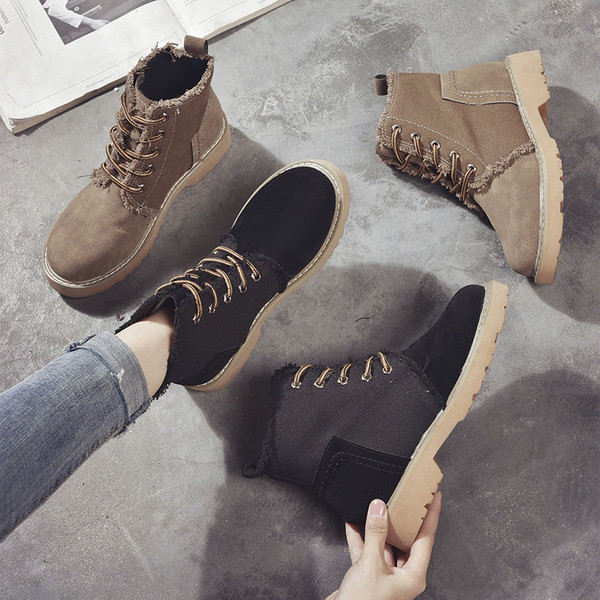 Дамски удобни боти с връзки в два цвята