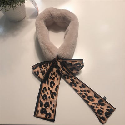 Пухен дамски шал с панделка в няколко цвята