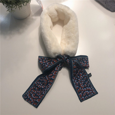 Пухен дамски шал с панделка в няколко цвята