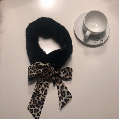 Пухен дамски шал с панделка в няколко цвята