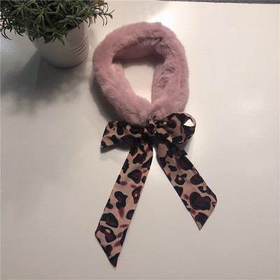 Пухен дамски шал с панделка в няколко цвята