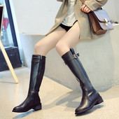 Черни дамски ботуши за зимата от еко кожа