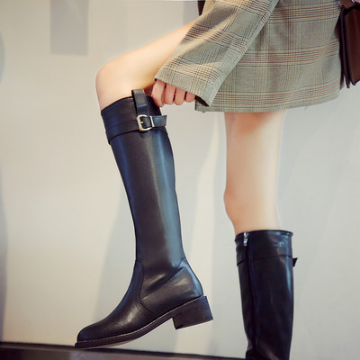 Черни дамски ботуши за зимата от еко кожа