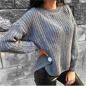 Модерен дамски пуловер с О-образно деколте в четири цвята