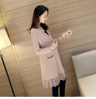 Cardigan de dama cu franjuri si buzunare in mai multe culori