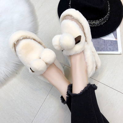 Дамски пухкави мокасини за зимата в два цвята