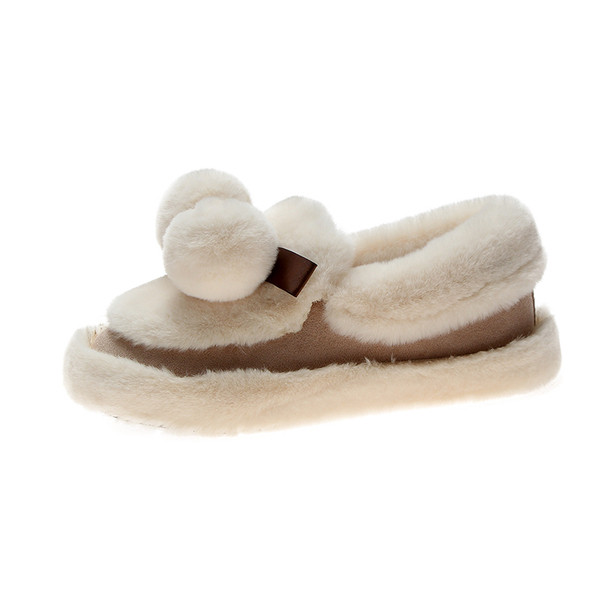 Дамски пухкави мокасини за зимата в два цвята