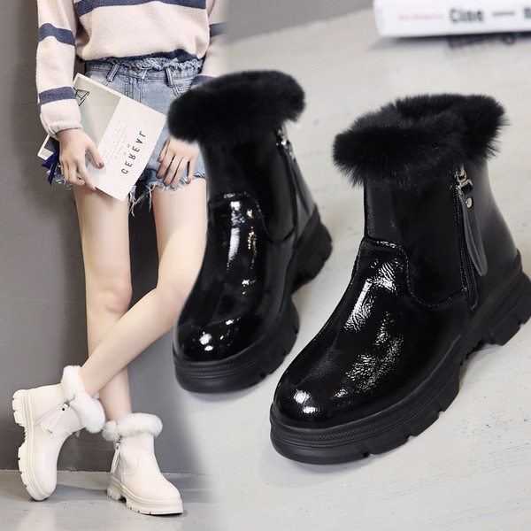 Лачени дамски боти от еко кожа в черен и бял цвят