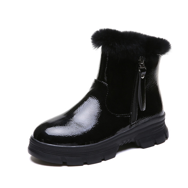 Лачени дамски боти от еко кожа в черен и бял цвят