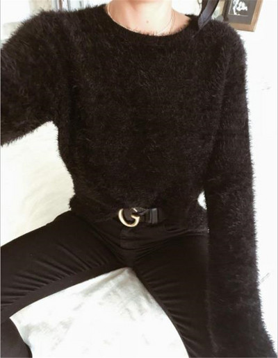 Модерен дамски пуловер в черен и бял цвят 