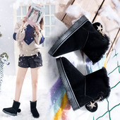 Дамски зимни боти с пух и метална звезда в два цвята