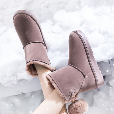 Дамски зимни боти с пух и метална звезда в два цвята