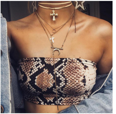 Еластично дамско бюстие с десен