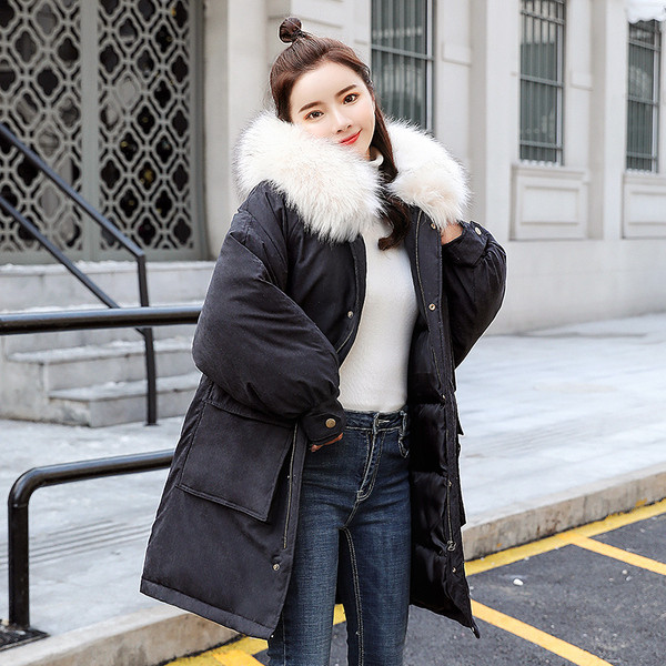 Модерно дамско зимно яке дълъг модел с големи джобове в няколко цвята 