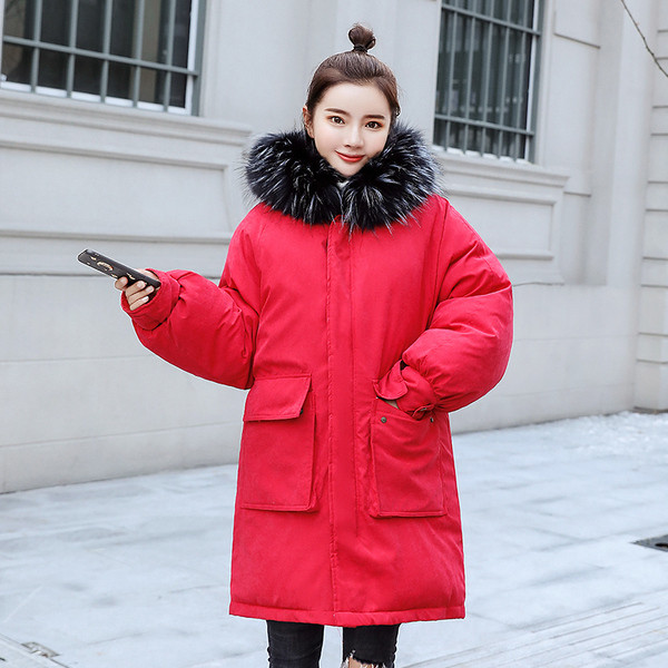 Модерно дамско зимно яке дълъг модел с големи джобове в няколко цвята 