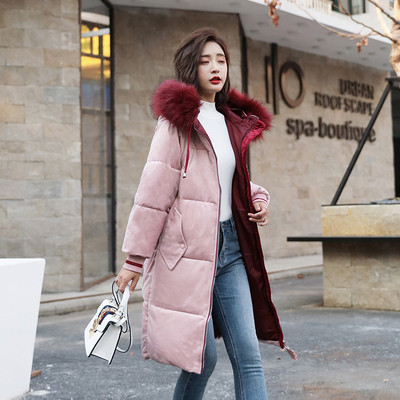 Модерно дамско зимно яке с меко покритие и качулка с пух в няколко цвята