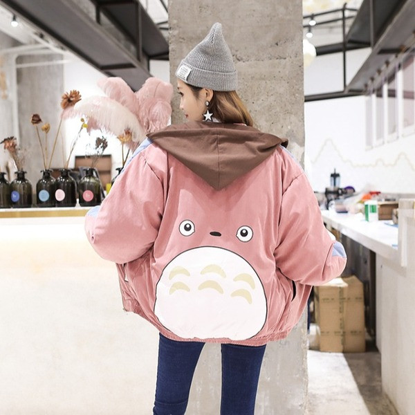 Есенно-зимно дамско яке с 3D елемент в розов и син цвят 