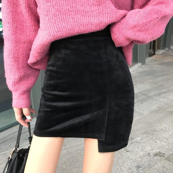 Модерна дамска пола в два цвята - кафяв и черен