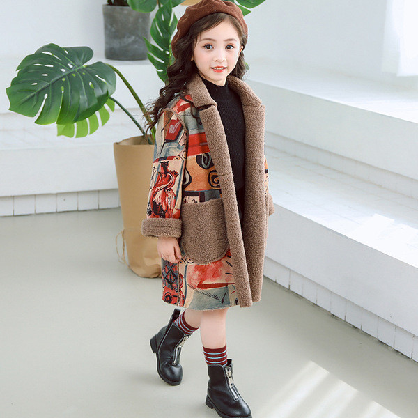 Модерно детско палто за момичета с мека подплата в три цвята