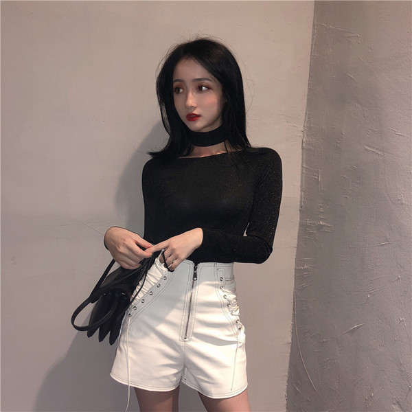 Дамски къси панталони с висока талия