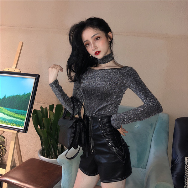 Дамски къси панталони с висока талия