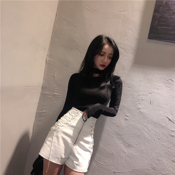 Дамски къси панталони с висока талия