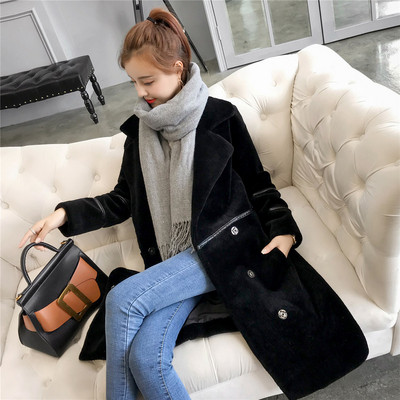 Стилно дамско палто дълъг модел в бял и черен цвят