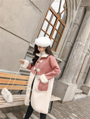 Ежедневно дамско палто с пух и джобове в син и розов цвят