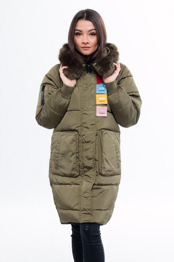 Ново дълго дамско яке за зимата с цветен пух в шест цвята