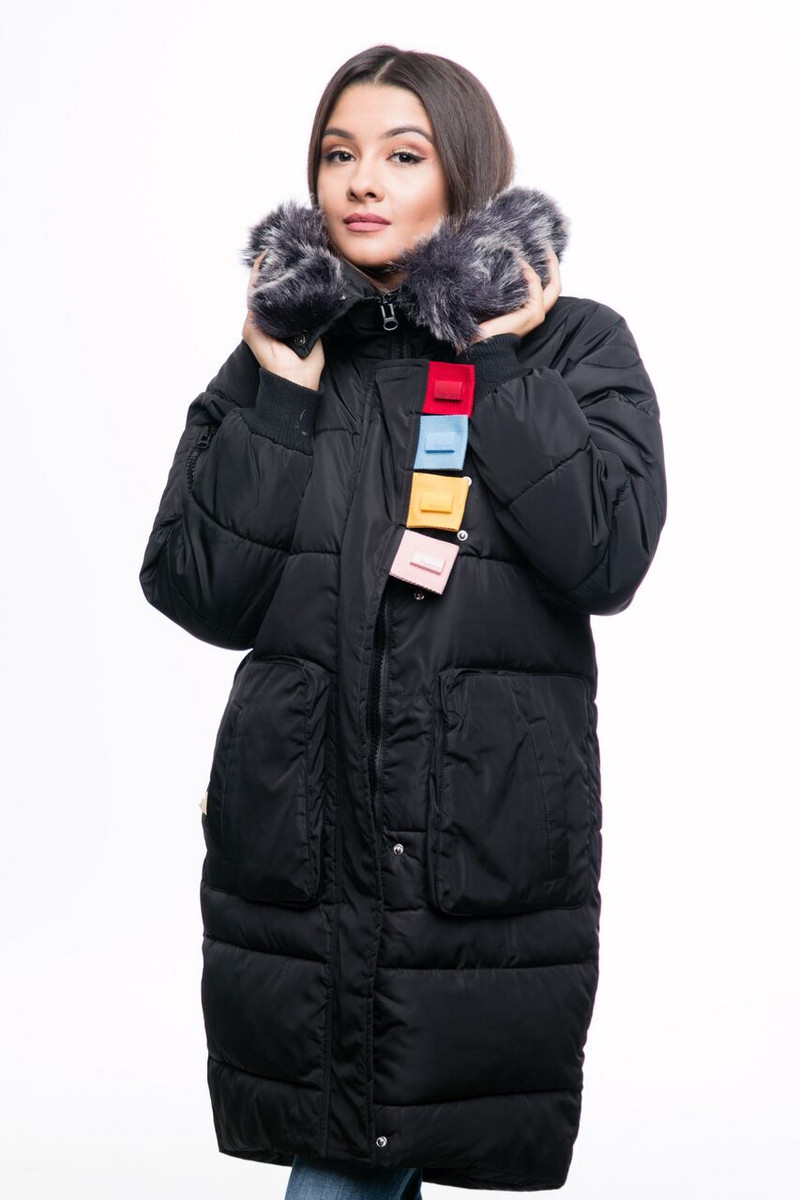 Ново дълго дамско яке за зимата с цветен пух в шест цвята