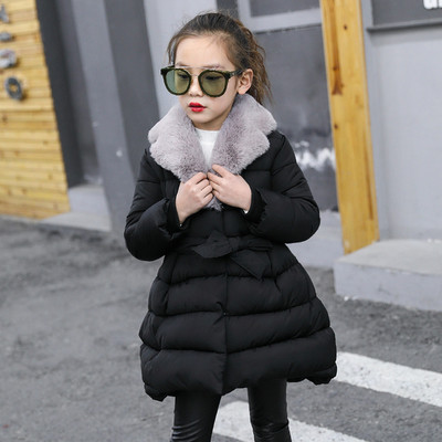 Стилно детско яке разкроен модел с пухена яка в три цвята