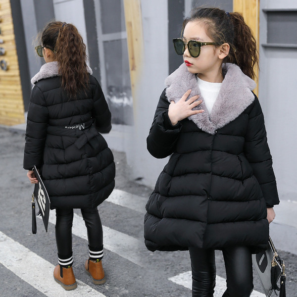 Стилно детско яке разкроен модел с пухена яка в три цвята