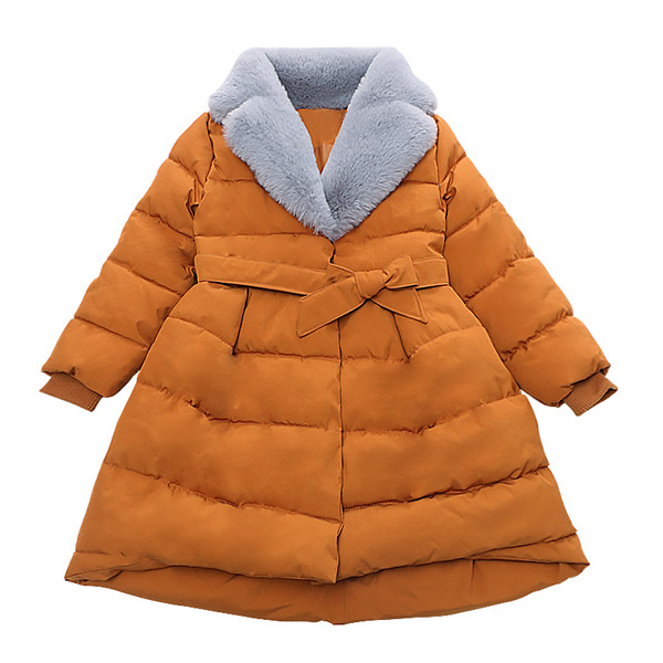 Стилно детско яке разкроен модел с пухена яка в три цвята