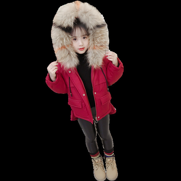 Ежедневно детско зимно яке с цветен пух на качулката в няколко цвята