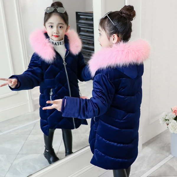 ХИТ Актуално детско яке за момичета с мека подплата и цветен пух в три цвята 