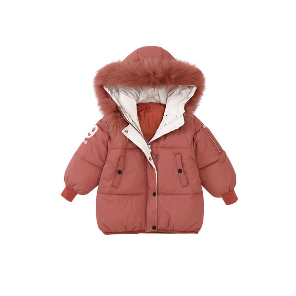 Детско зимно яке с пух и надписи в три цвята