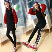 Памучен дамски клин с еластична талия и странични кантове в няколко цвята