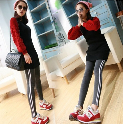 Памучен дамски клин с еластична талия и странични кантове в няколко цвята