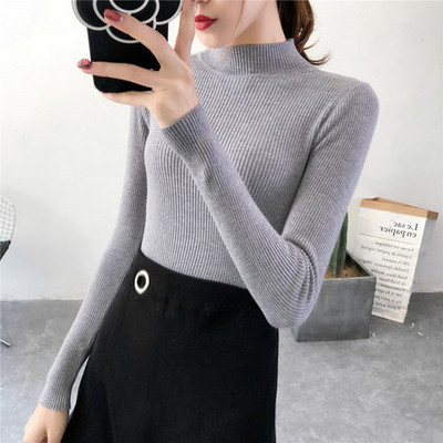 Дамски ежедневен пуловер с висока яка в няколко цвята